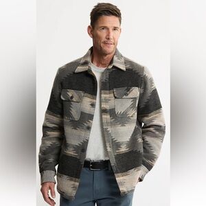 Jachs Men's Wool Blend Sherpa Lined AZTEC Shirt Jacket Tan